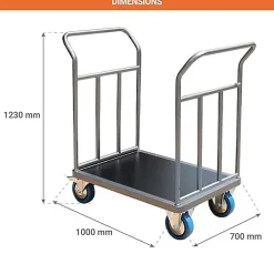 Chariot 2 côtés renforcés - Plateau 1000x700mm - Charge max 500kg - CHM2T2