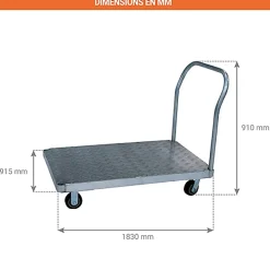 Chariot aluminium - Plateau de 1830 x 915mm - Capacité de 900 kg - AF3672