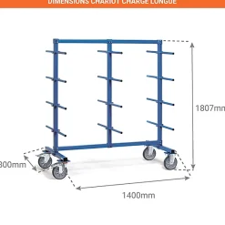 Chariot cantilever longueur utile 1200mm - charge max 500kg - 4624
