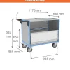 Chariot conteneur fermé pour produits chimiques - Plateau 985x565mm - Charge max 250kg - 800726124