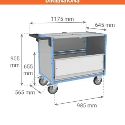 Chariot conteneur fermé pour produits chimiques - Plateau 985x565mm - Charge max 250kg - 800726124