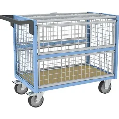 Chariot conteneur grillagé fermé - Plateau 835X465mm - Charge 250kg - 800726113