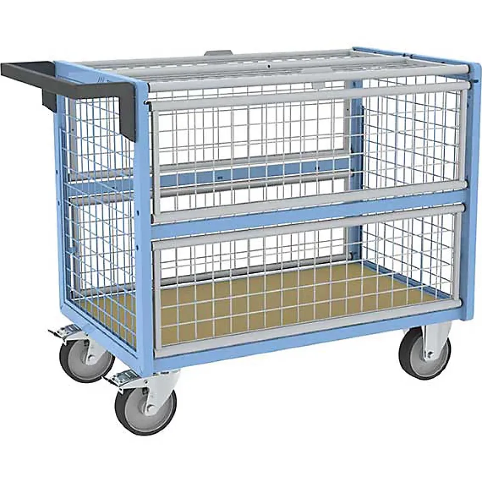 Chariot conteneur grillagé fermé - Plateau 835X465mm - Charge 250kg - 800726113