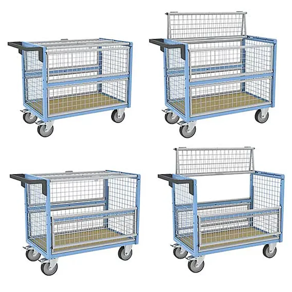 Chariot conteneur grillagé fermé - Plateau 835X465mm - Charge 250kg - 800726113