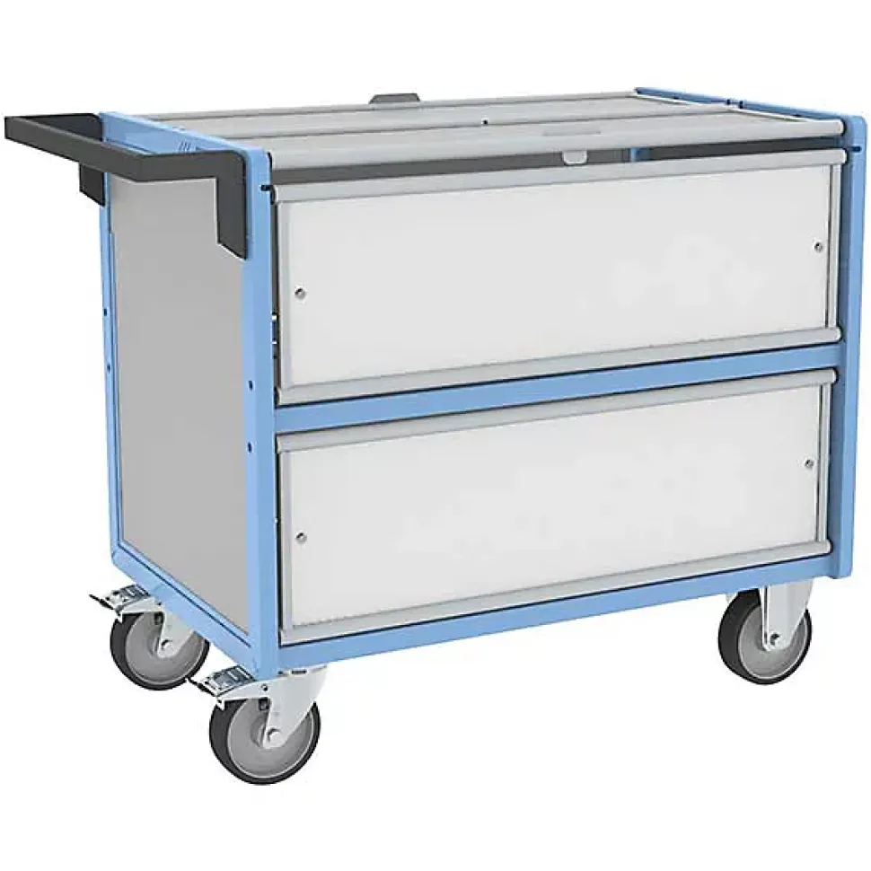 Chariot conteneur industriel fermé pour produits chimiques - Plateau 835x465mm - Charge max 250kg - 800726114