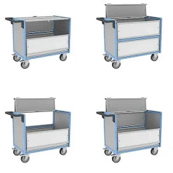 Chariot conteneur industriel fermé pour produits chimiques - Plateau 835x465mm - Charge max 250kg - 800726114