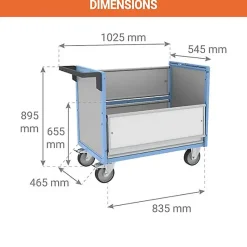 Chariot conteneur industriel pour produits chimiques - Plateau 835x465mm - Charge max 250kg - 800726112