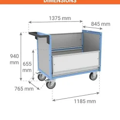 Chariot conteneur ouvert pour produits chimiques - Plateau 1185x765mm - Charge max 500kg - 800726232
