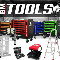 Chariot d'atelier BM TOOLS TOOLCART à 3 étages sur roulettes - Desserte, Plateaux de rangement pour outils, Servante, 150KG Max