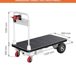 Chariot de manutention motorisé - Plateau 1320x960mm - Charge max 400kg - Industrie et logistique - PM50/2