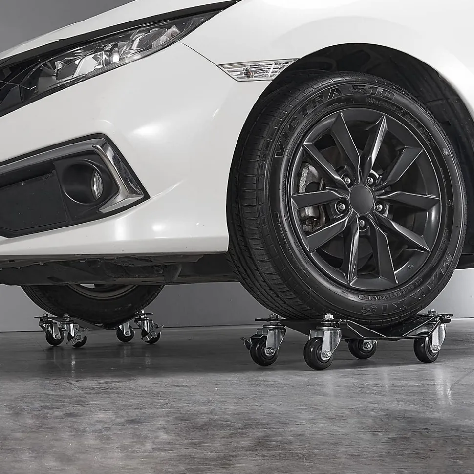 Chariot de Manutention pour Voiture, Charge 3T, 4 Pièces Plateforme 38,5x30 cm, Roues Verrouillables