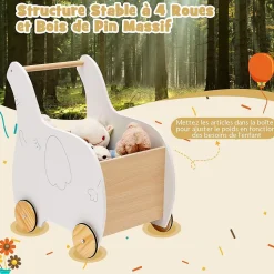 Chariot de Marche Bebe, 2 en 1 Trotteur Bébé Garçon Fille avec Coffre à Jouets, Trotteur à Pousser Enfant Forme d'Éléphant