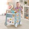 Chariot de Marche Bebe, 6 en 1 Trotteur Bois Centre d'Activités avec Jouet de Cuisine, Curseur Mobile, Vert