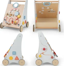 Chariot de Marche Bebe en Bois, 7 en 1 Trotteur Bébé Garçon Fille avec Jouets, Marcheur Centre d'Activités d'Apprentissage