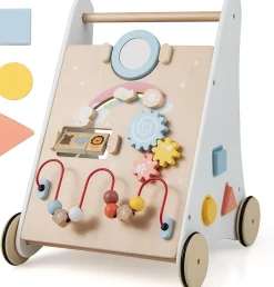 Chariot de Marche Bebe en Bois, 7 en 1 Trotteur Bébé Garçon Fille avec Jouets, Marcheur Centre d'Activités d'Apprentissage