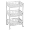 Chariot de rangement à roulettes avec 3 corbeilles - Blanc