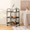 Chariot de Service Pliable et Repliable Chariot Roulant à 3 Niveaux avec Roues universelles Chariot Utilitaire Pliable