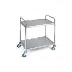 Chariot de service professionnel en inox 2 plateaux