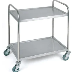 Chariot de service professionnel en inox 2 plateaux