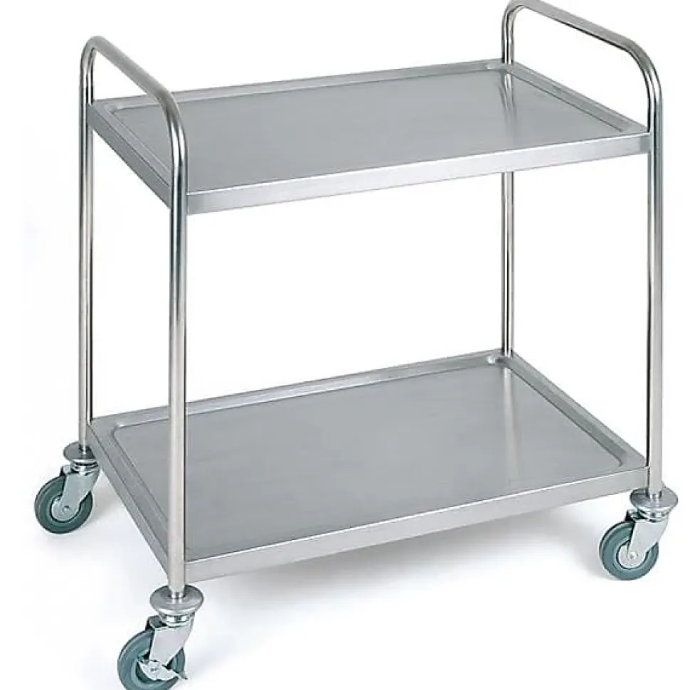 Chariot de service professionnel en inox 2 plateaux