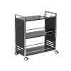 Chariot de service professionnel en acier 3 plateaux - Noir