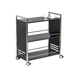 Chariot de service professionnel en acier 3 plateaux - Noir