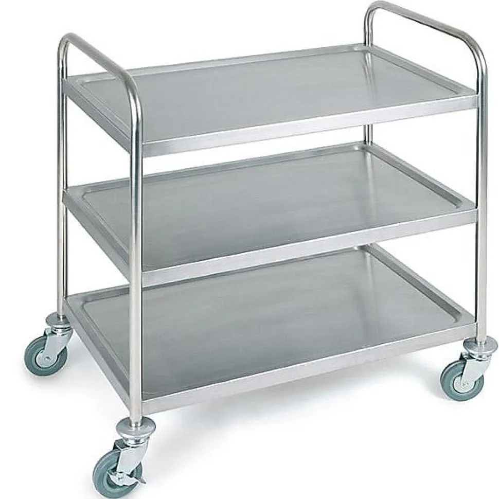 Chariot de transport en inox 3 plateaux