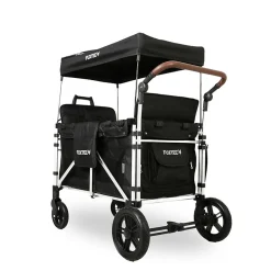Chariot de transport enfant pliable noir - FUXTEC Family Cruiser - banquettes amovibles 4 places EN-1888 75 kg