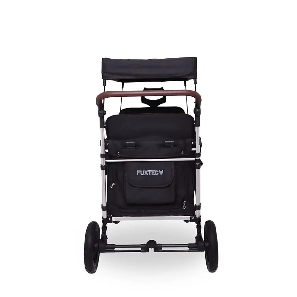 Chariot de transport enfant pliable noir - FUXTEC Family Cruiser - banquettes amovibles 4 places EN-1888 75 kg