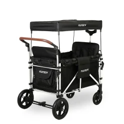 Chariot de transport enfant pliable noir - FUXTEC Family Cruiser - banquettes amovibles 4 places EN-1888 75 kg