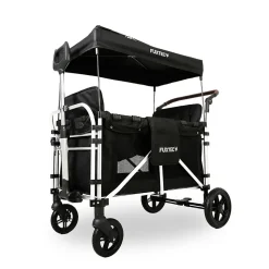 Chariot de transport enfant pliable noir - FUXTEC Family Cruiser - banquettes amovibles 4 places EN-1888 75 kg