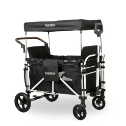 Chariot de transport enfant pliable noir - FUXTEC Family Cruiser - banquettes amovibles 4 places EN-1888 75 kg