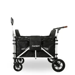 Chariot de transport enfant pliable noir - FUXTEC Family Cruiser - banquettes amovibles 4 places EN-1888 75 kg