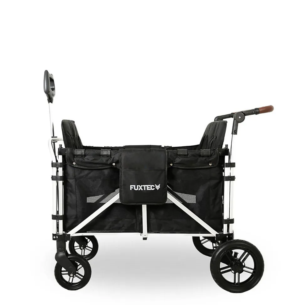 Chariot de transport enfant pliable noir - FUXTEC Family Cruiser - banquettes amovibles 4 places EN-1888 75 kg