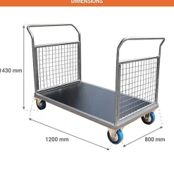 Chariot grillagé 2 côtés - Plateau 1200x800mm - Charge max 500kg - CHG2T3