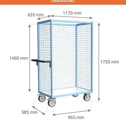 Chariot grillagé sans toit - Plateau 965x585mm - Charge max 500kg - 880725222