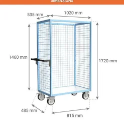 Chariot grillagé sans toit - Plateau mélaminé 815x485mm - Charge max 500kg - 880725212