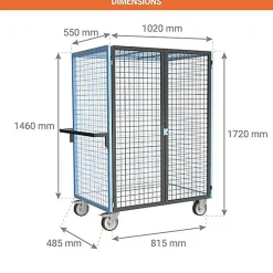 Chariot grillagé verrouillable non marquant - Plateau bois mélaminé 815x485mm - Charge max 500kg - 880725213