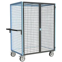 Chariot grillagé verrouillable non marquant - Plateau bois mélaminé 815x485mm - Charge max 500kg - 880725213