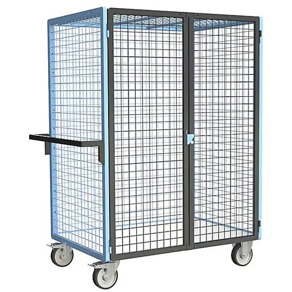 Chariot grillagé verrouillable non marquant - Plateau bois mélaminé 815x485mm - Charge max 500kg - 880725213