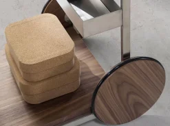 Chariot minibar élégant en acier inoxydable et noyer