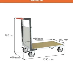 Chariot modulable 1 côté PVC - Plateau 985x600mm - Charge max 500kg - 806724571