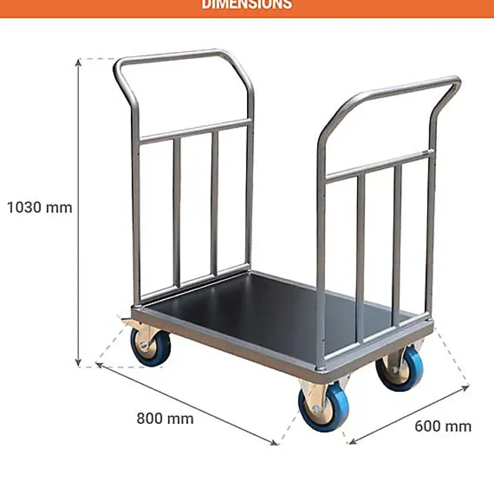 Chariot modulable avec 2 côtés renforcés - Plateau bois noir 800x600mm - Charge max 500kg - CHP2T2
