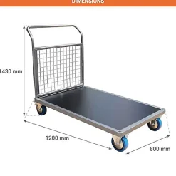 Chariot modulable grillagé - Plateau 1200x800mm - Charge max 500kg - CHG1T3