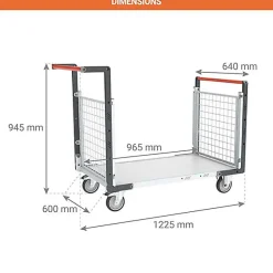 Chariot modulable grillagé 2 côtés - Plateau 965x600mm - Charge max 250kg - 806724242