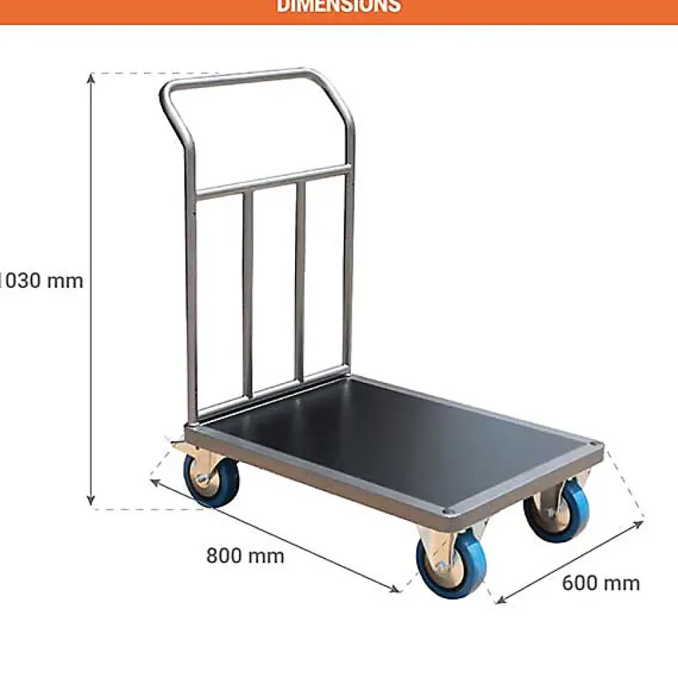 Chariot modulable renforcé - Plateau 800x600mm - Charge max 500kg - CHP1T2