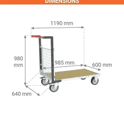 Chariot modulaire grillagé 1 côté - Plateau 985x600mm - Charge 500kg - 806724541
