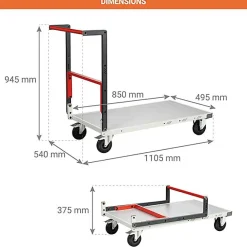 Chariot pliable - Plateau 850x495mm - Charge max 250kg - Chariot de manutention à monter - 804721111