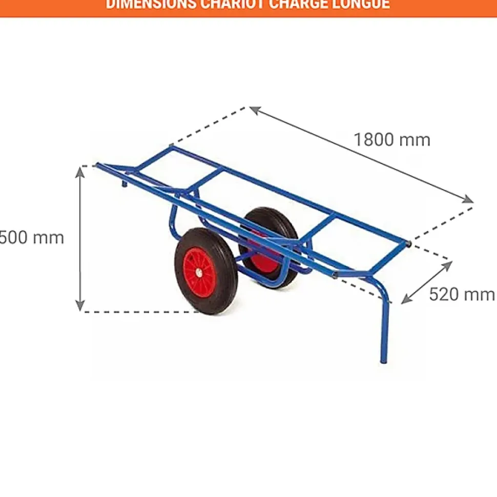 Chariot porte charge longue et cylindrique - roues caoutchouc - LKTA15D0N
