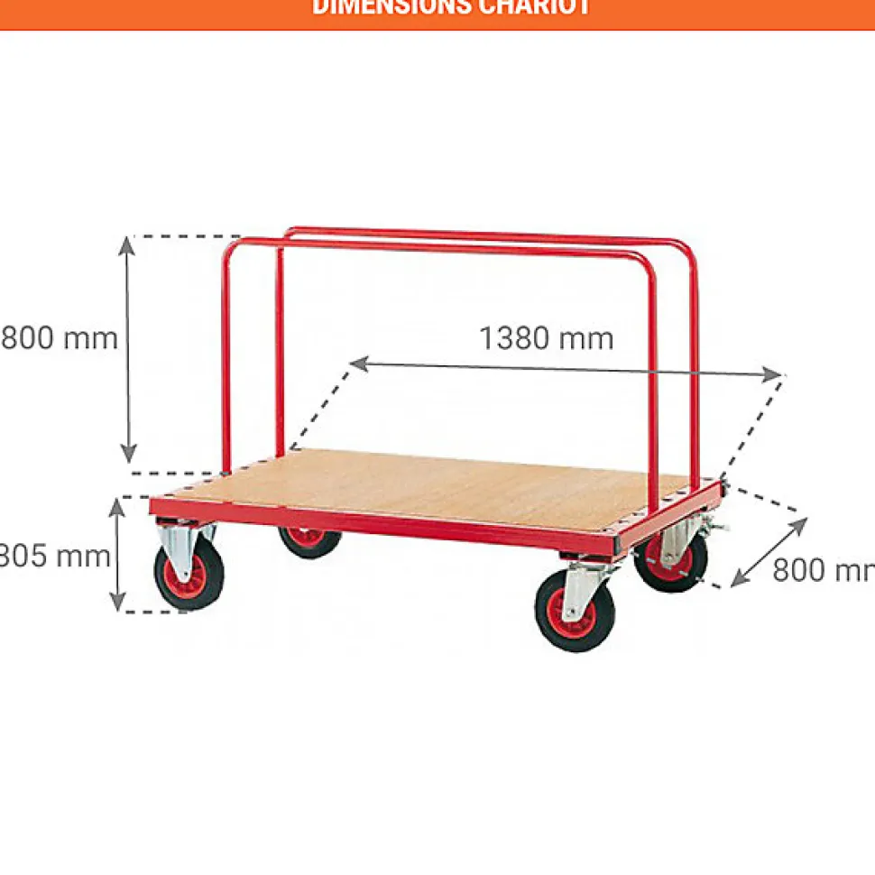 Chariot porte panneaux à ridelles - 500kg - 800000083